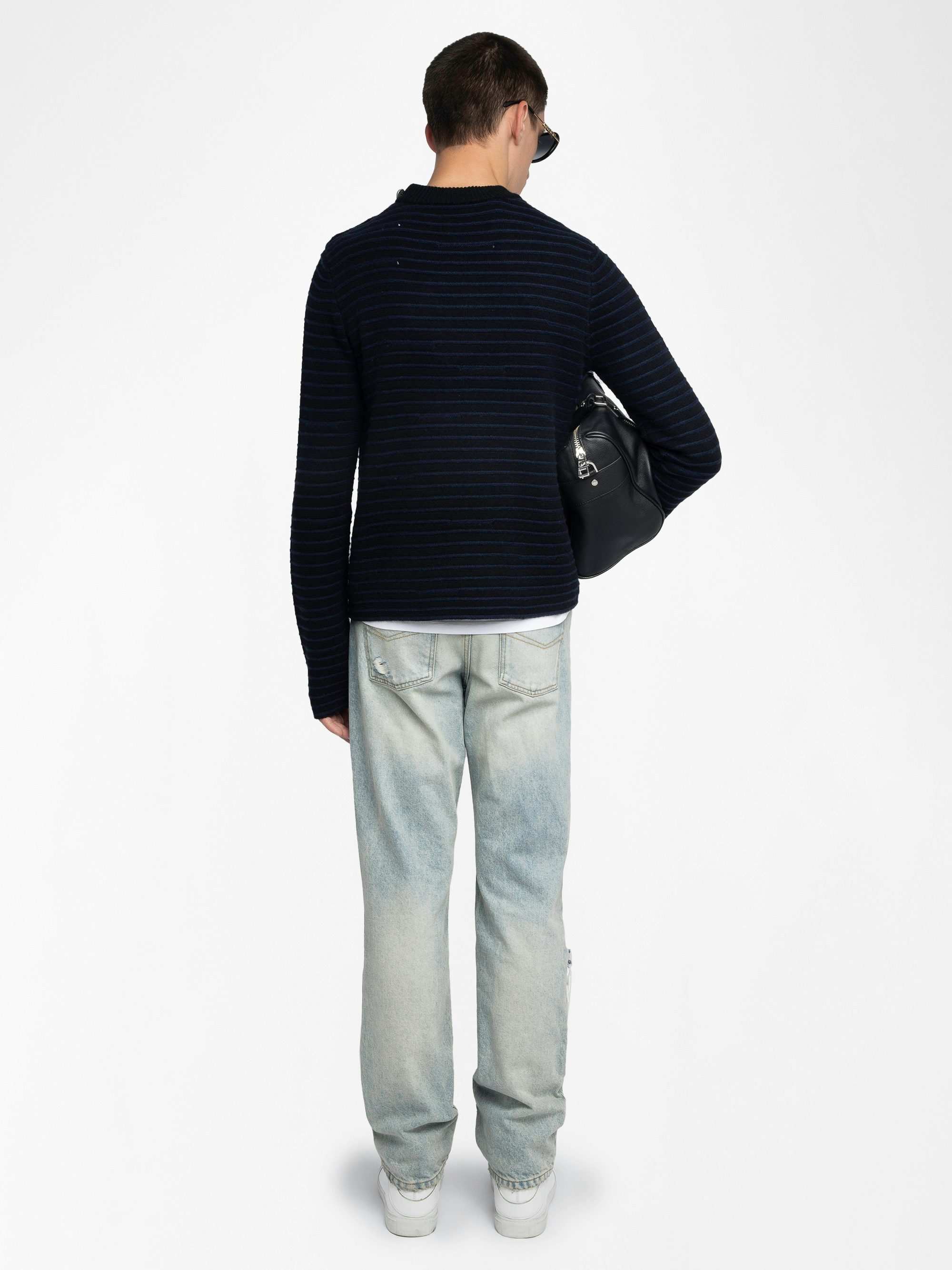 Spike Jumper - Striped jumper with round neck and buttons.